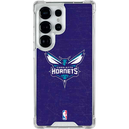 NBA Charlotte Hornets Distressed-Purple Galaxy S25 Ultra Clear Case
